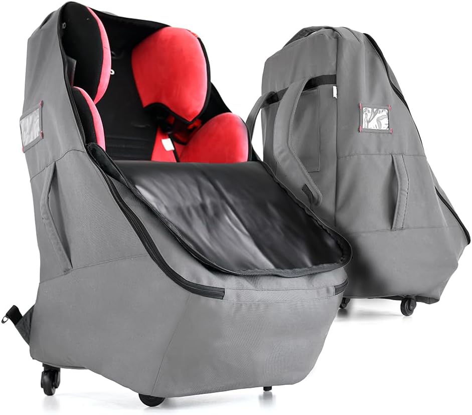Car Seat Travel Bag With Wheels - Padded Airplane Bag - Grey