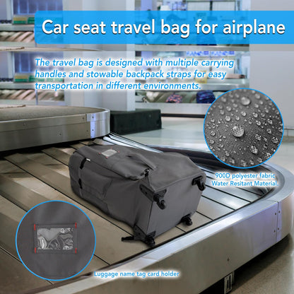 Car Seat Travel Bag With Wheels - Padded Airplane Bag - Grey