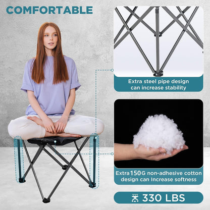 Folding Camping Stool, 18.1 Inch Oversized Foot Rest Stools 330Lbs