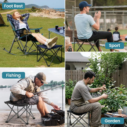 Folding Camping Stool, 18.1 Inch Oversized Foot Rest Stools 330Lbs