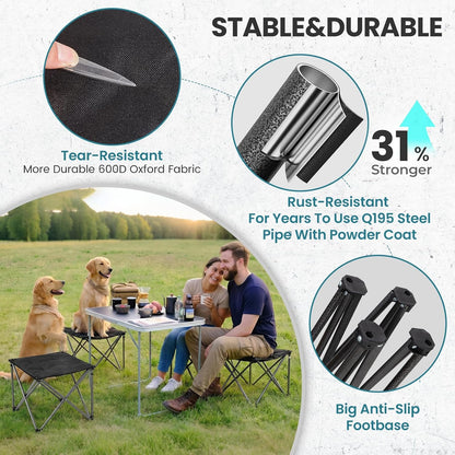 Folding Camping Stool, 18.1 Inch Oversized Foot Rest Stools 330Lbs