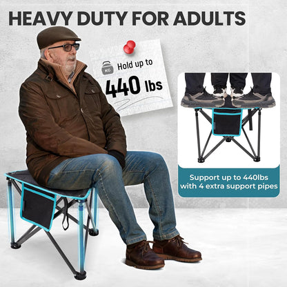 Folding Camping Stool, 18.1 Inch Oversized Foot Rest Stools 330Lbs