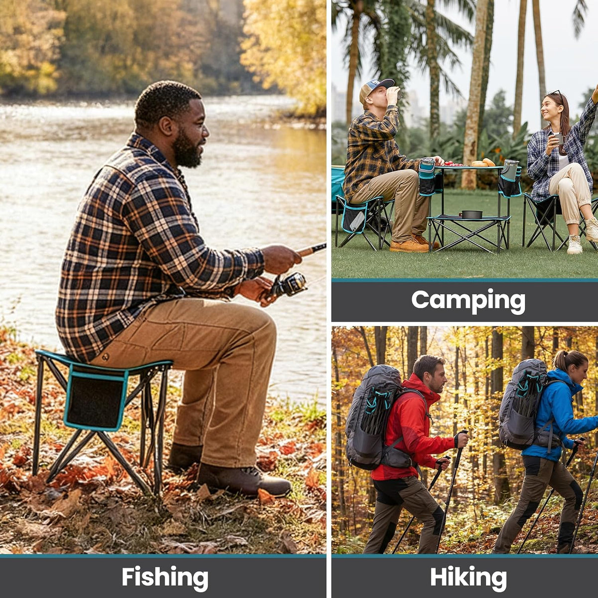 Folding Camping Stool, 18.1 Inch Oversized Foot Rest Stools 330Lbs