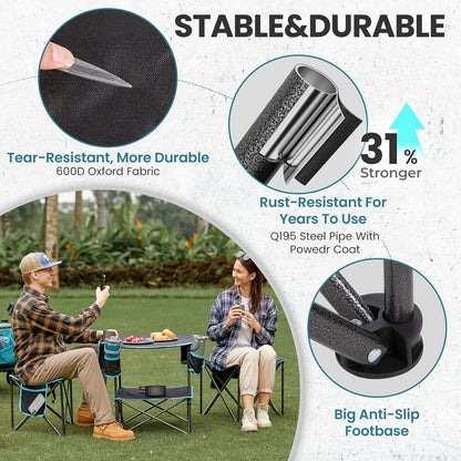Folding Camping Stool, 18.1 Inch Oversized Foot Rest Stools 330Lbs
