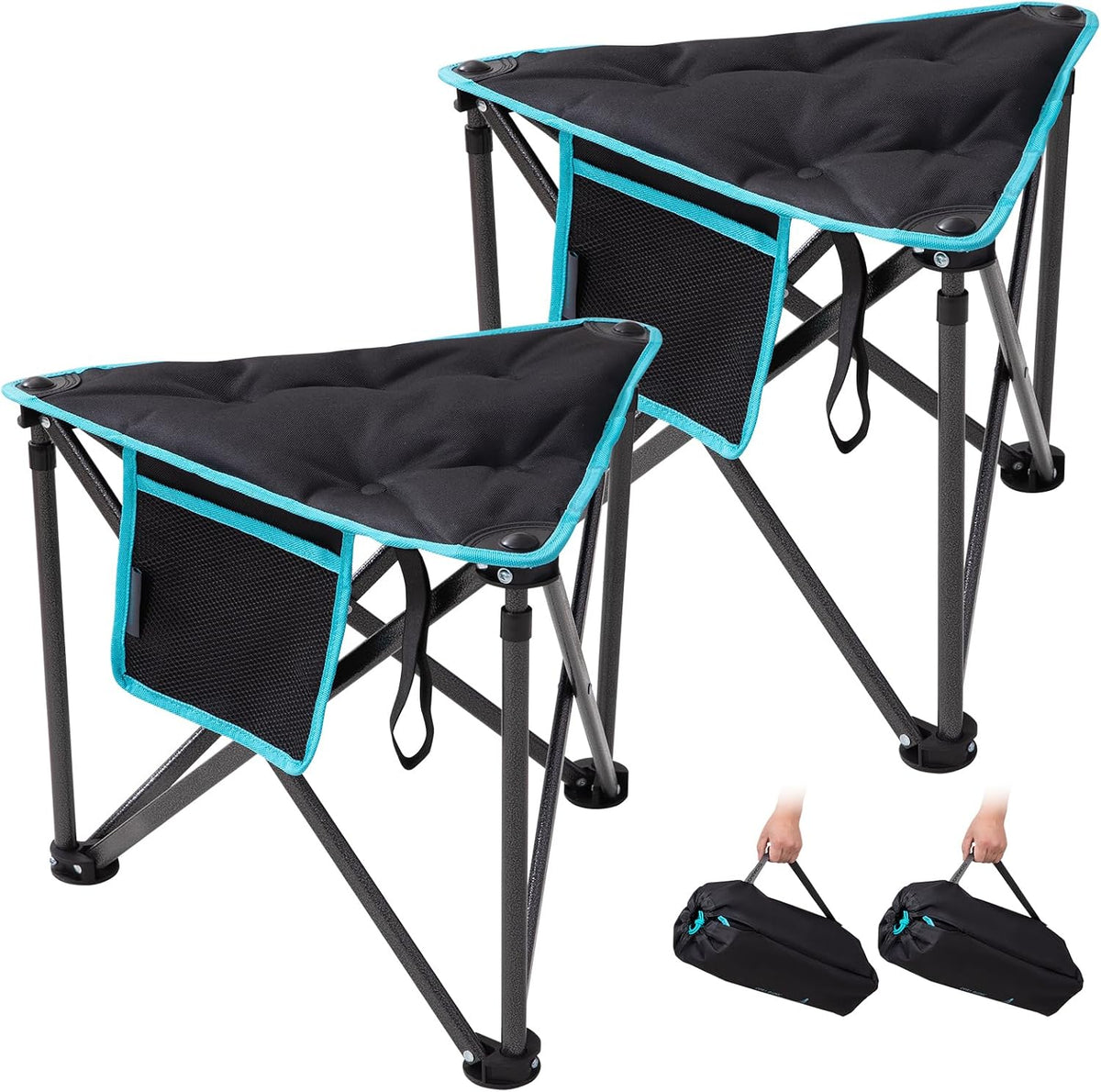 Folding Camping Stool, 18.1 Inch Oversized Foot Rest Stools 330Lbs