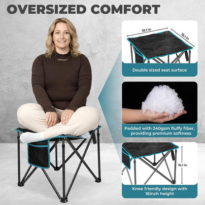 Folding Camping Stool, 18.1 Inch Oversized Foot Rest Stools 330Lbs