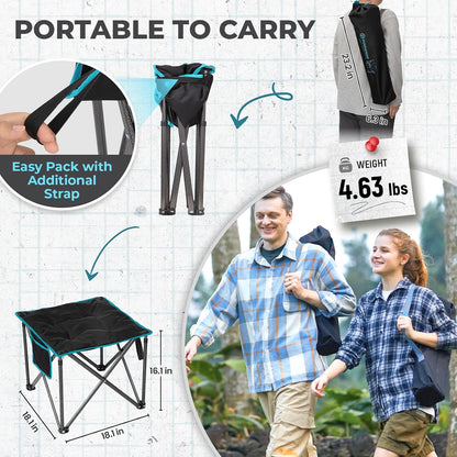 Folding Camping Stool, 18.1 Inch Oversized Foot Rest Stools 330Lbs