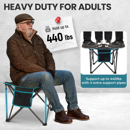 Folding Camping Stool, 18.1 Inch Oversized Foot Rest Stools 330Lbs