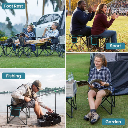 Folding Camping Stool, 18.1 Inch Oversized Foot Rest Stools 330Lbs