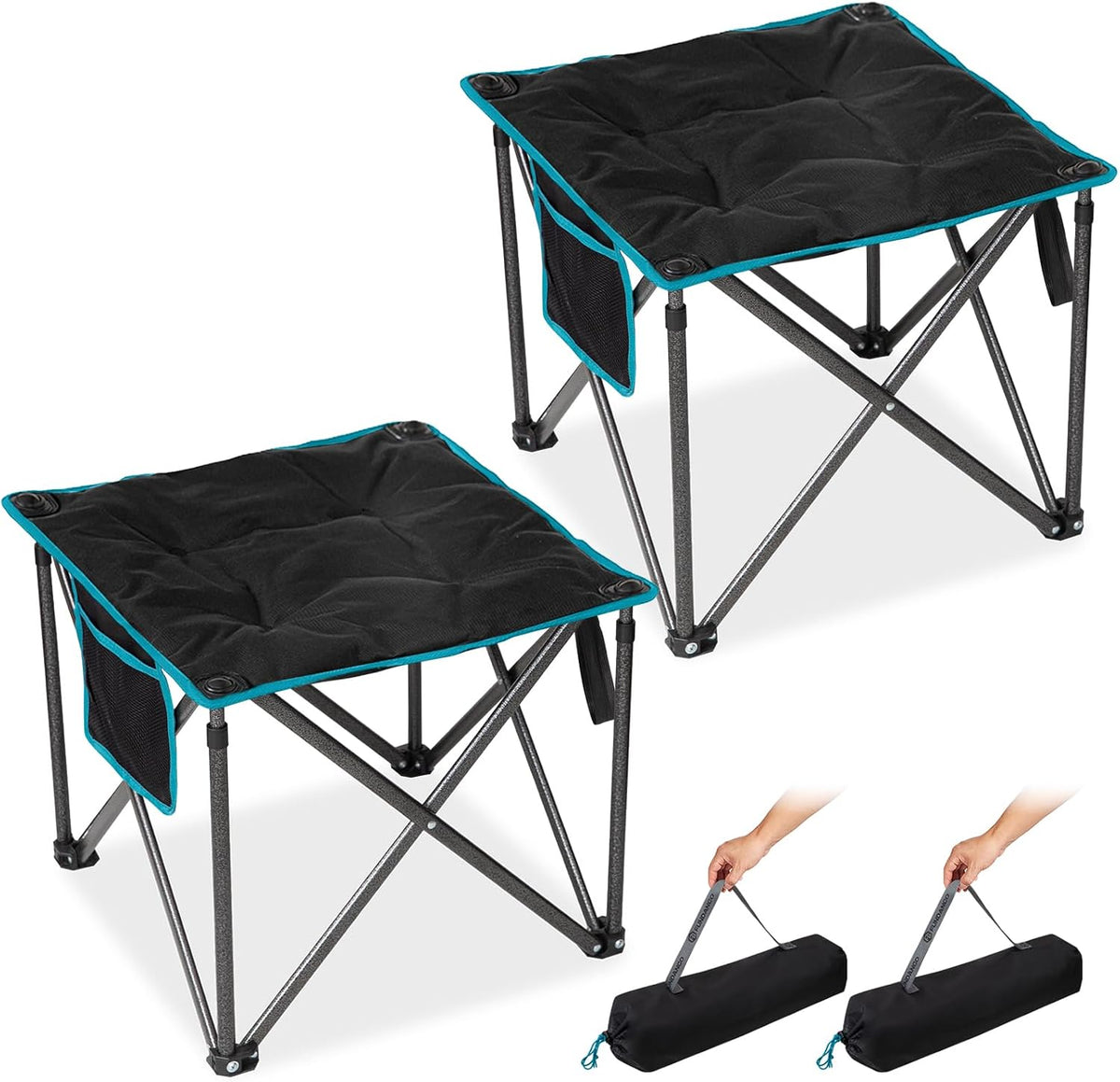 Folding Camping Stool, 18.1 Inch Oversized Foot Rest Stools 330Lbs