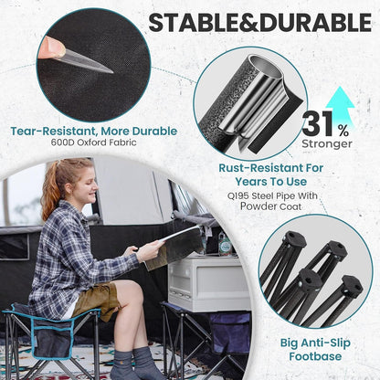 Folding Camping Stool, 18.1 Inch Oversized Foot Rest Stools 330Lbs