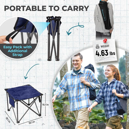 Folding Camping Stool, 18.1 Inch Oversized Foot Rest Stools 330Lbs