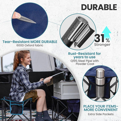Folding Camping Stool, 18.1 Inch Oversized Foot Rest Stools 330Lbs