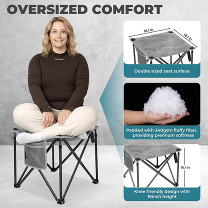 Folding Camping Stool, 18.1 Inch Oversized Foot Rest Stools 330Lbs