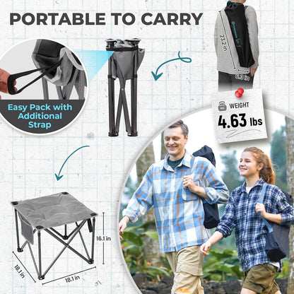 Folding Camping Stool, 18.1 Inch Oversized Foot Rest Stools 330Lbs