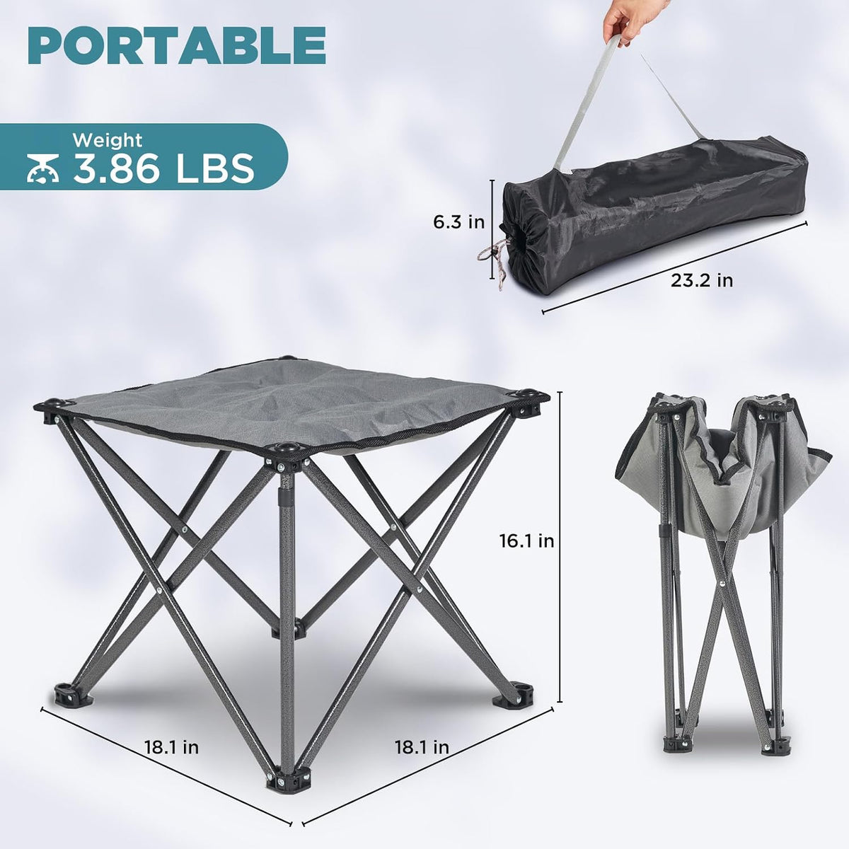 Folding Camping Stool, 18.1 Inch Oversized Foot Rest Stools 330Lbs