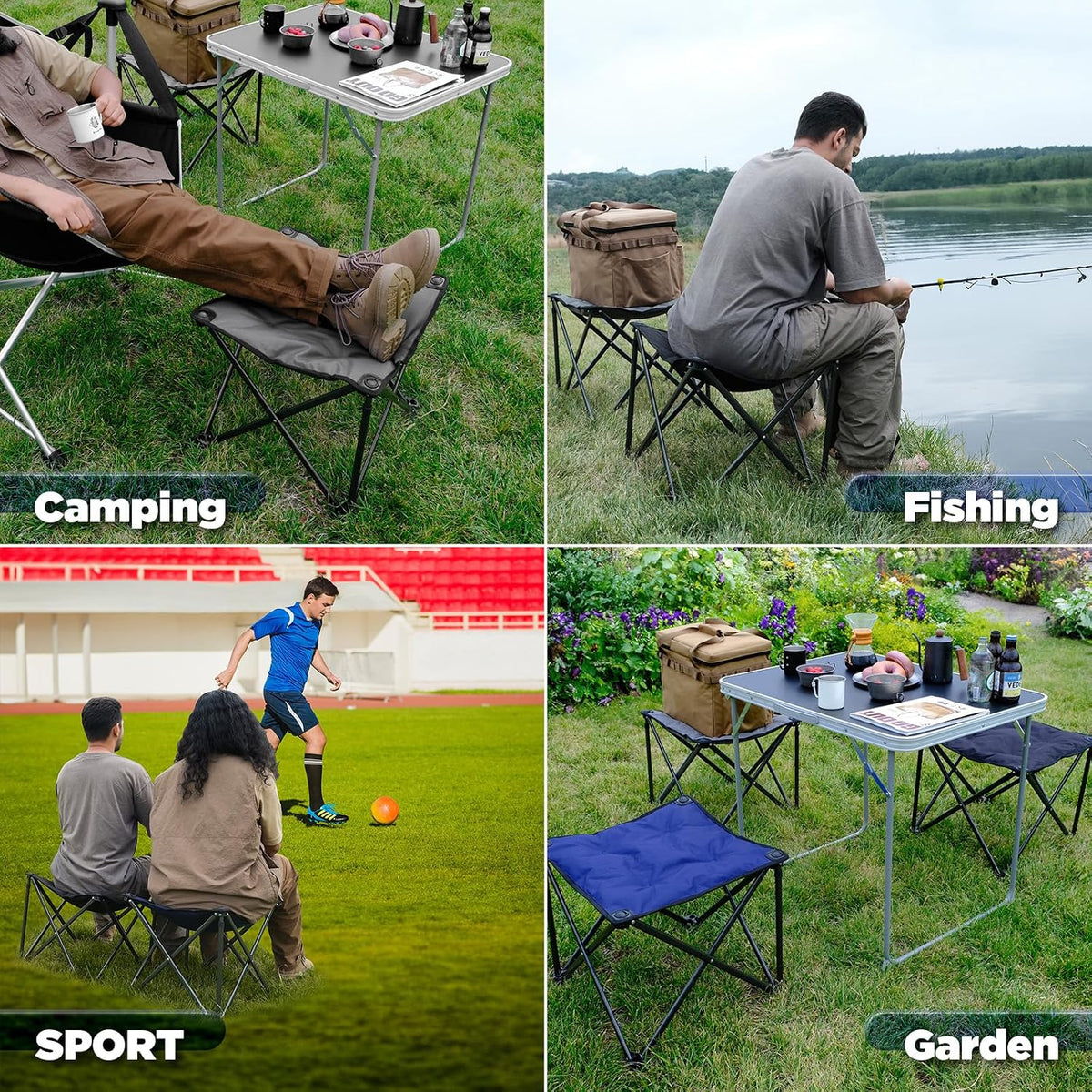 Folding Camping Stool, 18.1 Inch Oversized Foot Rest Stools 330Lbs