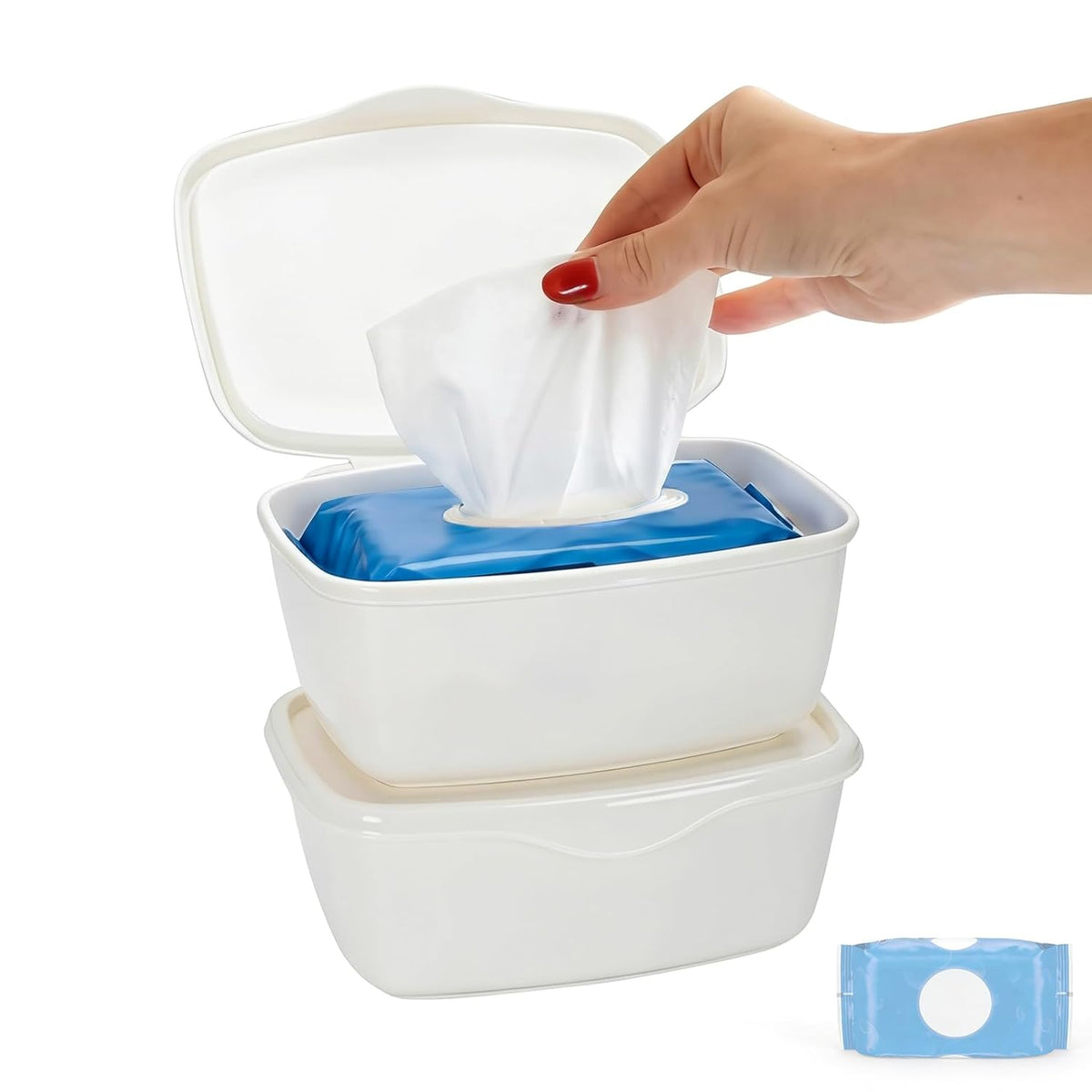 2 Pack Wipes Dispenser Compatible with Cottonelle Flushable - Wet Wipe Dispenser, Refillable Wipe Holder Keep Wipes Clean and Fresh, Easy One-Handed Access, Minimalist Design for Any Bathroom Décor