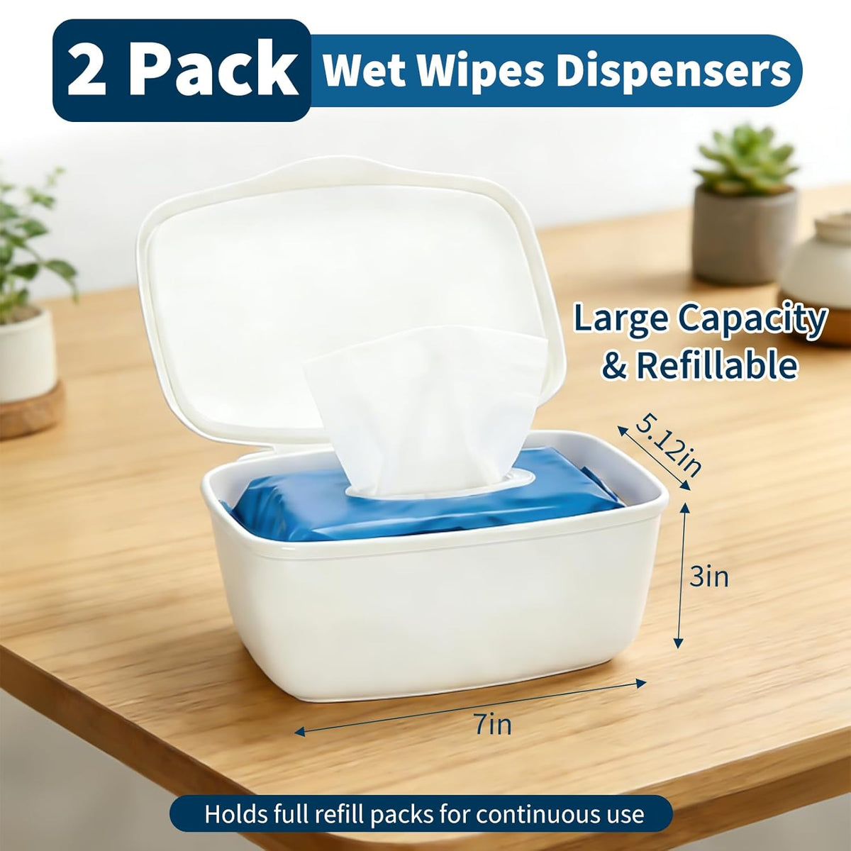 2 Pack Wipes Dispenser Compatible with Cottonelle Flushable - Wet Wipe Dispenser, Refillable Wipe Holder Keep Wipes Clean and Fresh, Easy One-Handed Access, Minimalist Design for Any Bathroom Décor