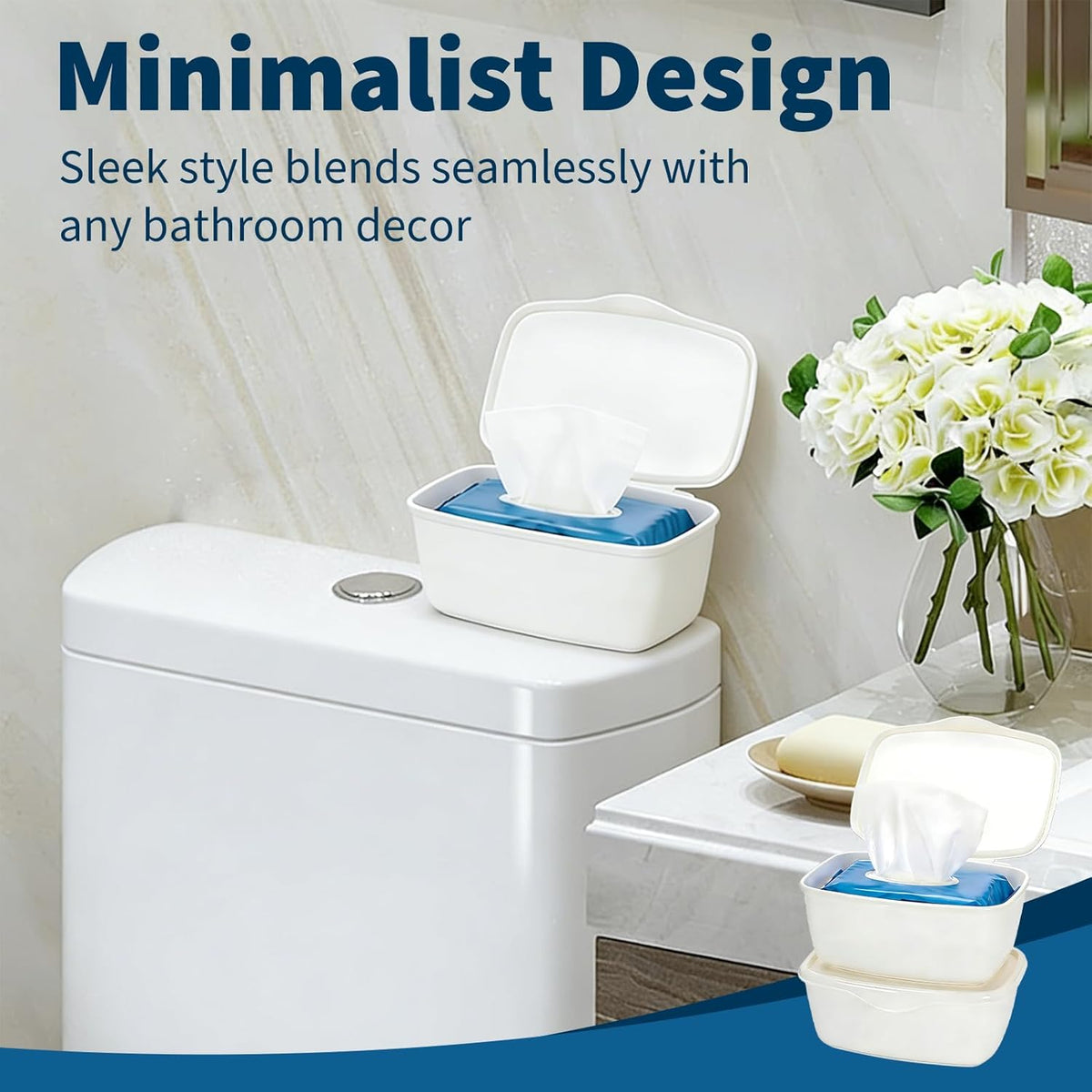 2 Pack Wipes Dispenser Compatible with Cottonelle Flushable - Wet Wipe Dispenser, Refillable Wipe Holder Keep Wipes Clean and Fresh, Easy One-Handed Access, Minimalist Design for Any Bathroom Décor
