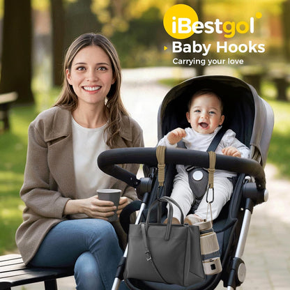Baby Stroller Hooks for Bags, Heavy-Duty Clips with Non-Slip Straps