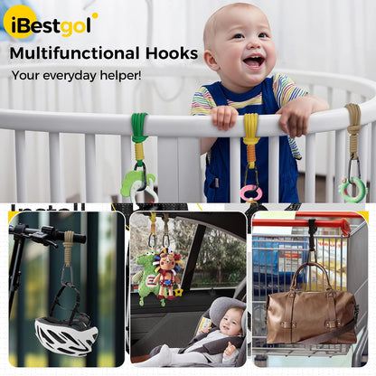 Baby Stroller Hooks for Bags, Heavy-Duty Clips with Non-Slip Straps