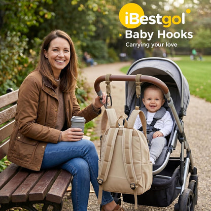 Baby Stroller Hooks for Bags, Heavy-Duty Clips with Non-Slip Straps