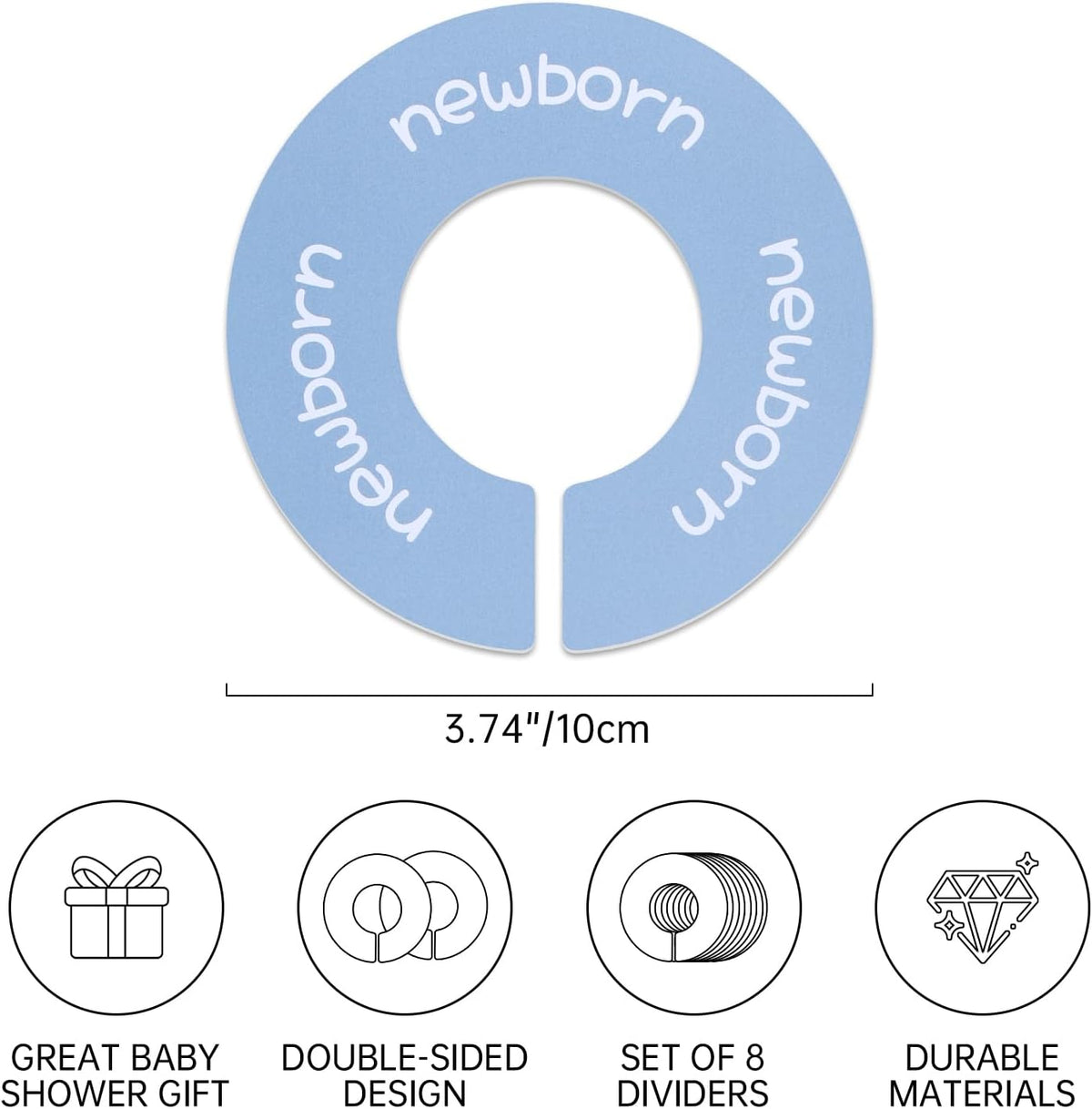 Round Shape Baby Closet Dividers, Double-Sided Design, 0-24 Months