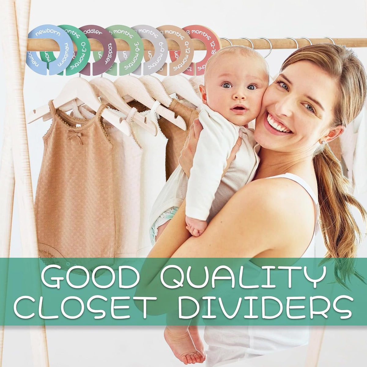 Round Shape Baby Closet Dividers, Double-Sided Design, 0-24 Months