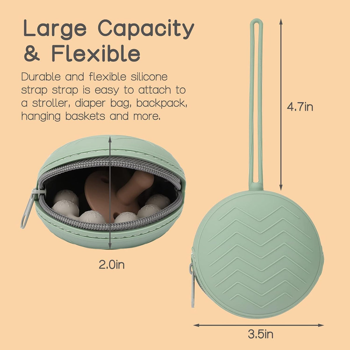 2 Pack Silicone Pacifier Holder Case, Light Grey/Power Rose