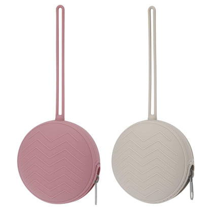 2 Pack Silicone Pacifier Holder Case, Light Grey/Power Rose