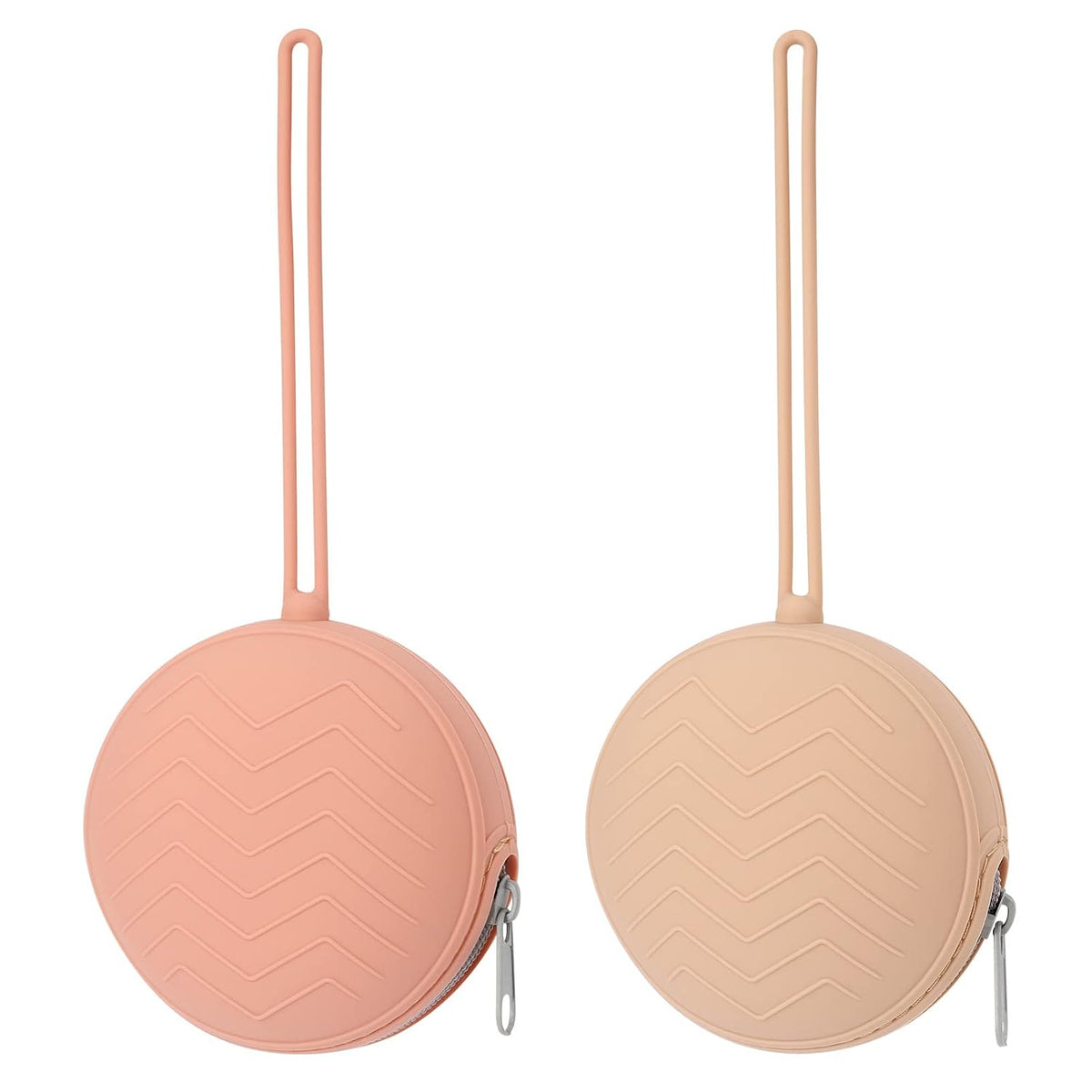 2 Pack Silicone Pacifier Holder Case, Light Grey/Power Rose