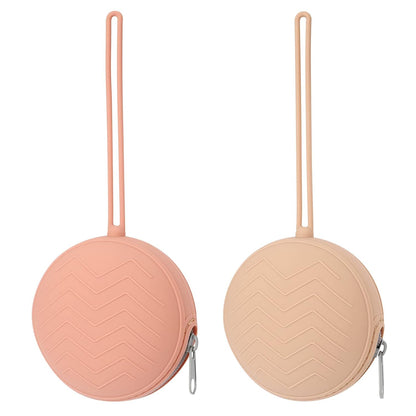 2 Pack Silicone Pacifier Holder Case, Light Grey/Power Rose