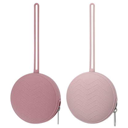 2 Pack Silicone Pacifier Holder Case, Light Grey/Power Rose
