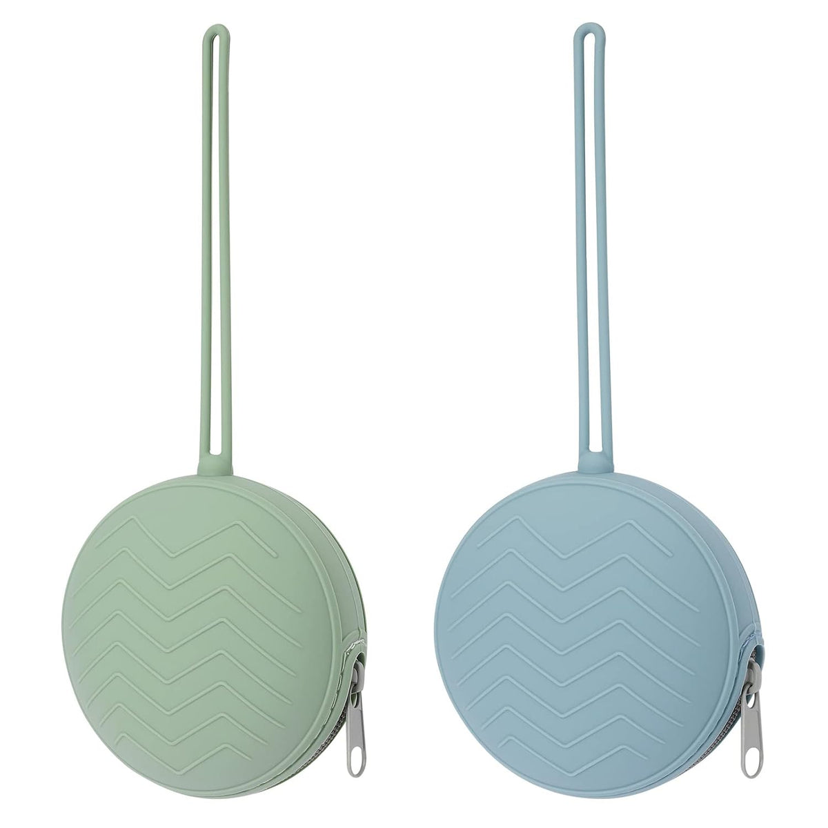 2 Pack Silicone Pacifier Holder Case, Light Grey/Power Rose