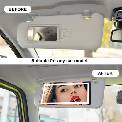 LED Sun Visor Vanity Mirror, Rechargeable 3 Modes 60 LEDs, Pink