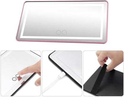 LED Sun Visor Vanity Mirror, Rechargeable 3 Modes 60 LEDs, Pink
