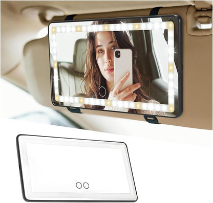 LED Sun Visor Vanity Mirror, Rechargeable 3 Modes 60 LEDs, Pink