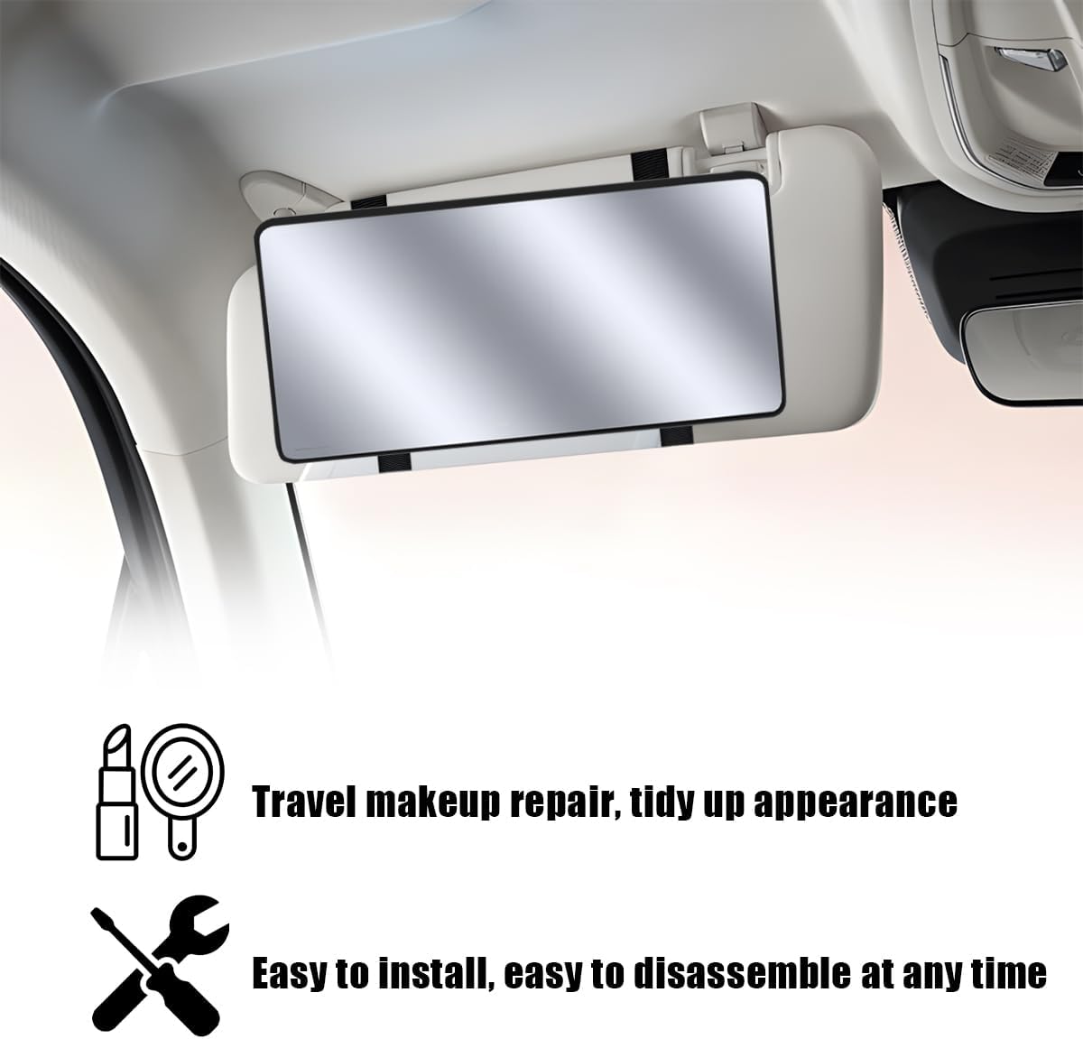 LED Sun Visor Vanity Mirror, Rechargeable 3 Modes 60 LEDs, Pink