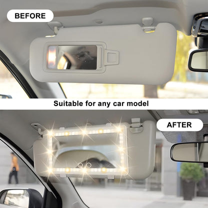 LED Sun Visor Vanity Mirror, Rechargeable 3 Modes 60 LEDs, Pink