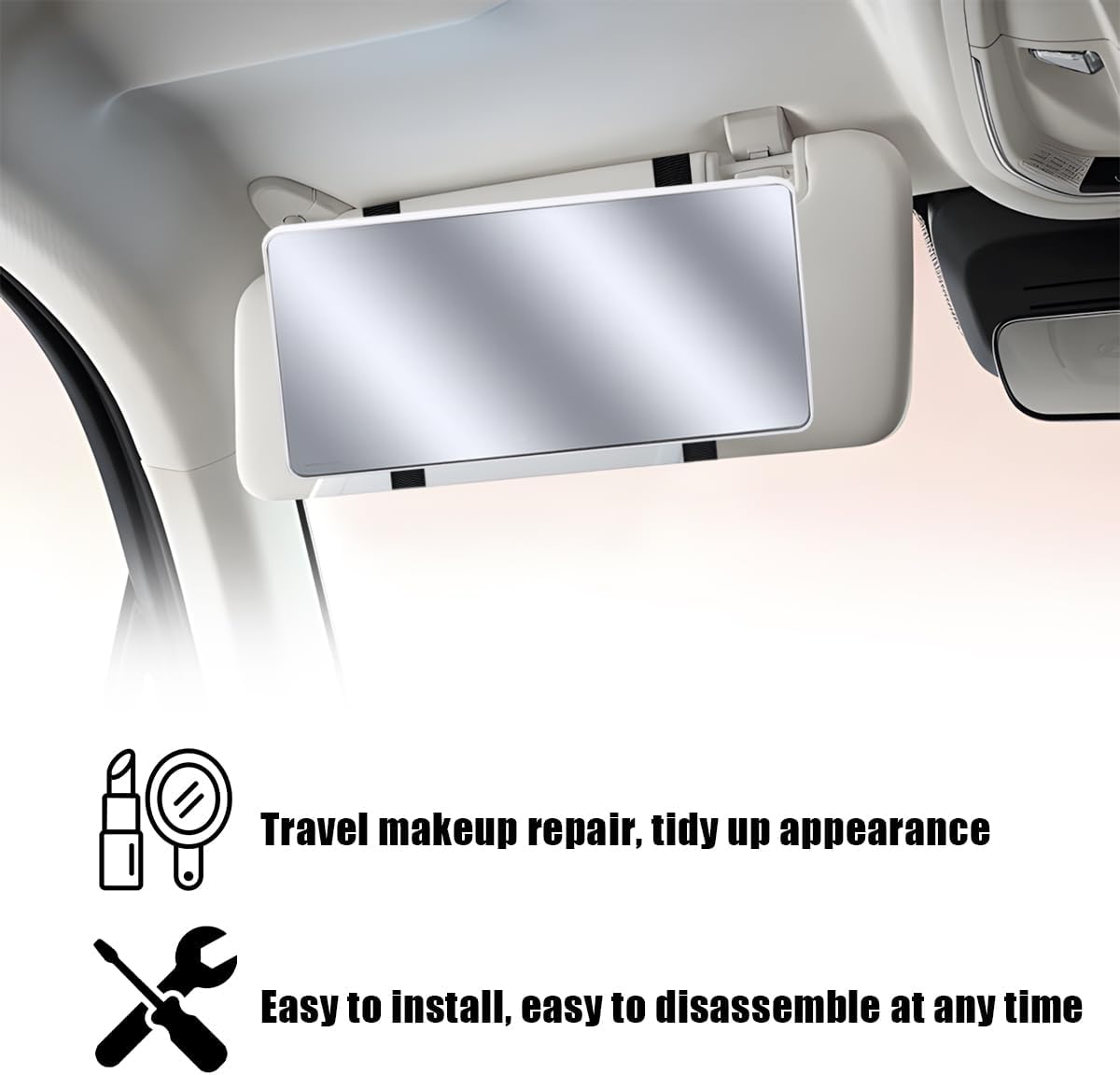 LED Sun Visor Vanity Mirror, Rechargeable 3 Modes 60 LEDs, Pink
