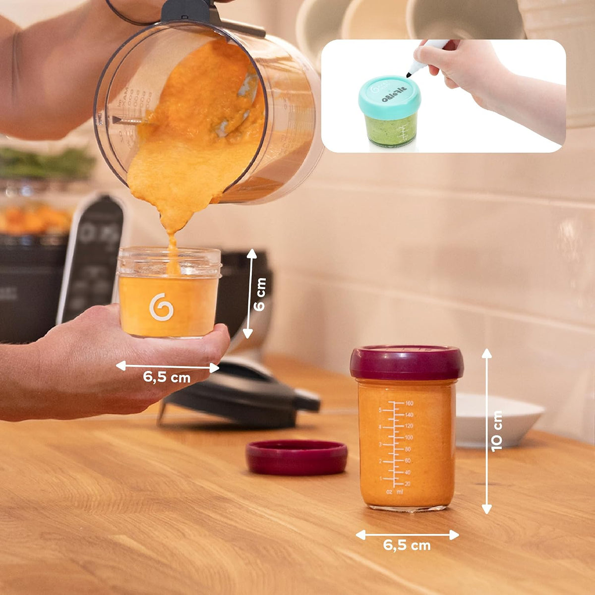 Baby Glass Food Jars, Set of 8 (4 x 4oz + 4 x 8oz), BPA-Free Borosilicate Glass Storage Containers, Leakproof Lids, Microwave, Freezer & Dishwasher Safe, Baby Registry Essential