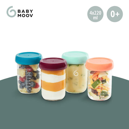 Baby Glass Food Jars, Set of 8 (4 x 4oz + 4 x 8oz), BPA-Free Borosilicate Glass Storage Containers, Leakproof Lids, Microwave, Freezer & Dishwasher Safe, Baby Registry Essential