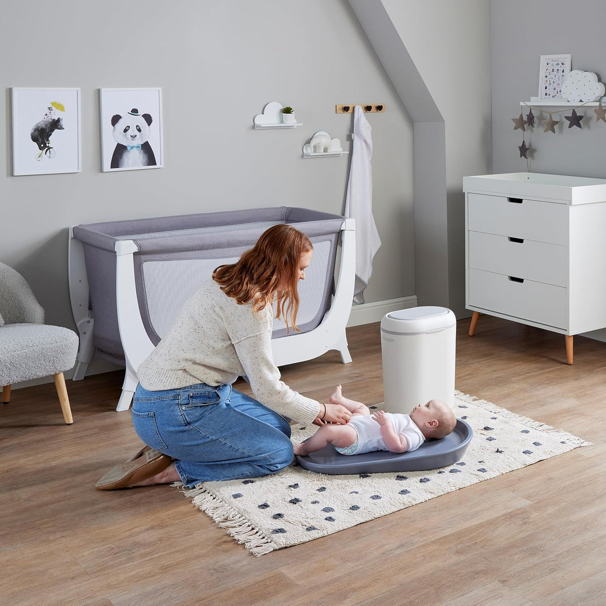 Squishy Changing Mat - Baby Changing Diaper Pad, Wipeable Easy-to-Clean Nappy Station, Warm-to-Touch Surface, Non-Slip Base, No Covers Needed - Grey