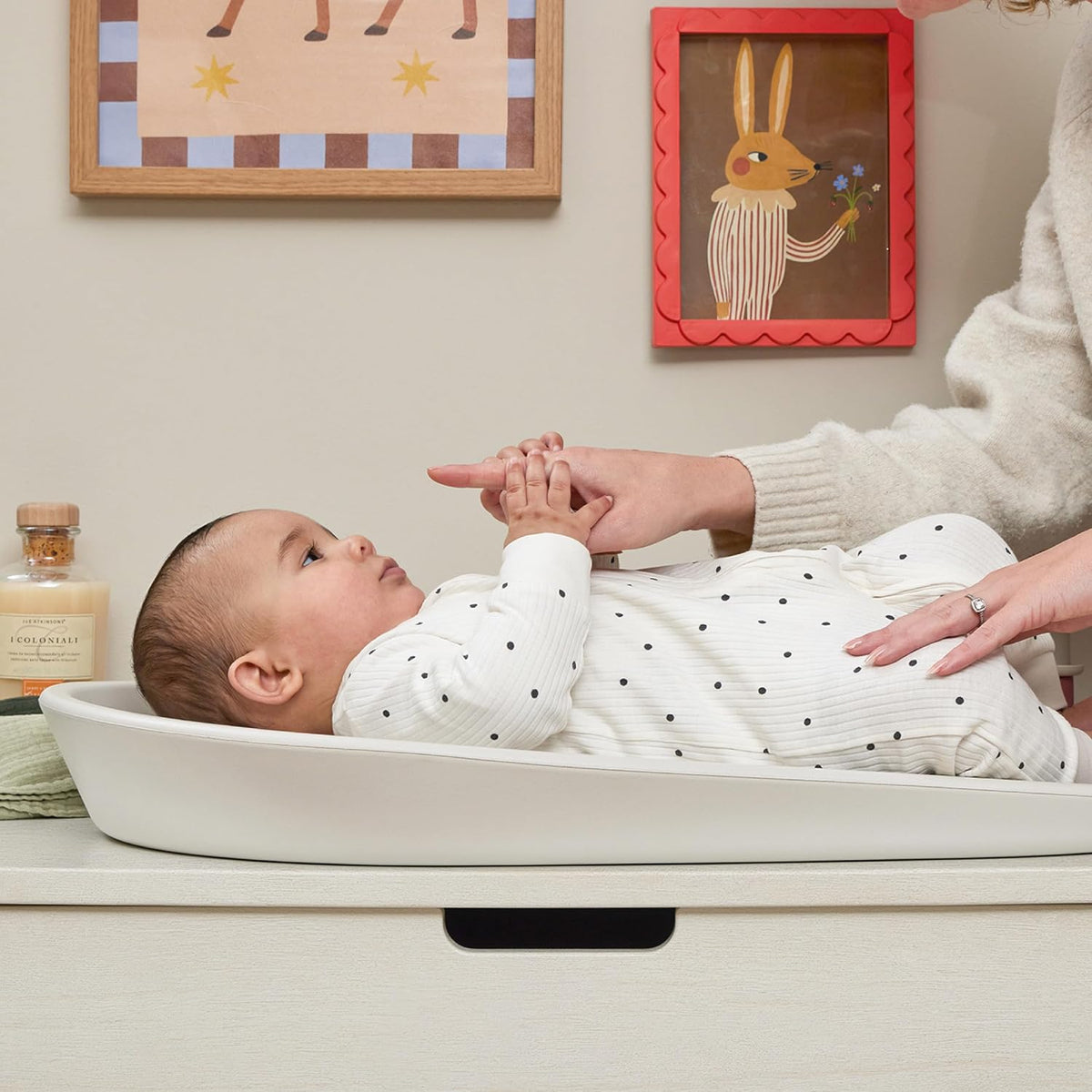 Squishy Changing Mat - Baby Changing Diaper Pad, Wipeable Easy-to-Clean Nappy Station, Warm-to-Touch Surface, Non-Slip Base, No Covers Needed - Grey