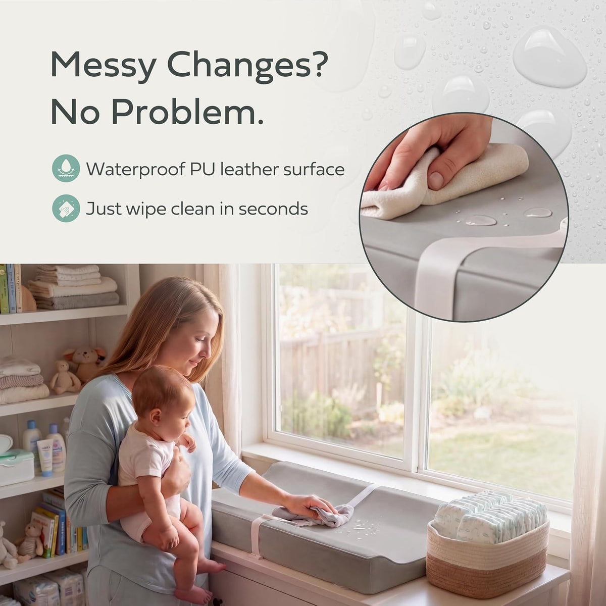 Changing Pad – The Original, Waterproof Easy-to-Clean Vegan Leather Portable Diaper Changing Pad, Newborn Baby Essential Must-Have - Milk