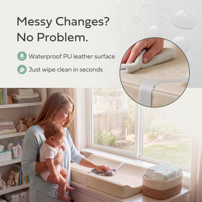 Changing Pad – The Original, Waterproof Easy-to-Clean Vegan Leather Portable Diaper Changing Pad, Newborn Baby Essential Must-Have - Milk