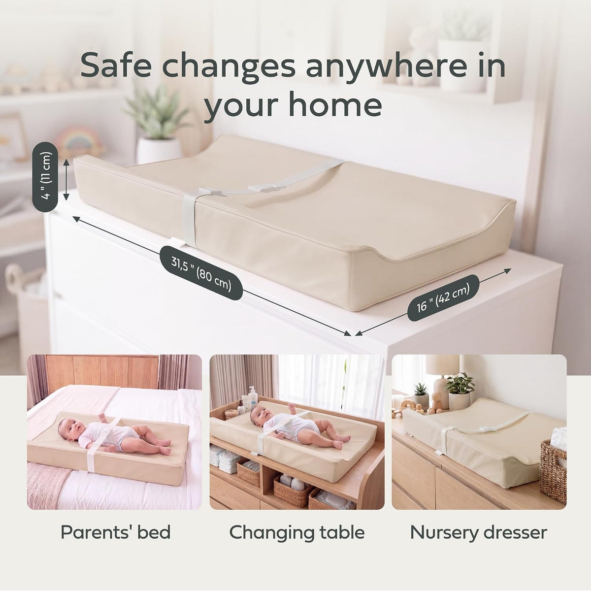Changing Pad – The Original, Waterproof Easy-to-Clean Vegan Leather Portable Diaper Changing Pad, Newborn Baby Essential Must-Have - Milk