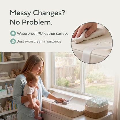 Changing Pad – The Original, Waterproof Easy-to-Clean Vegan Leather Portable Diaper Changing Pad, Newborn Baby Essential Must-Have - Milk