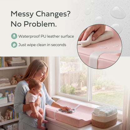 Changing Pad – The Original, Waterproof Easy-to-Clean Vegan Leather Portable Diaper Changing Pad, Newborn Baby Essential Must-Have - Milk